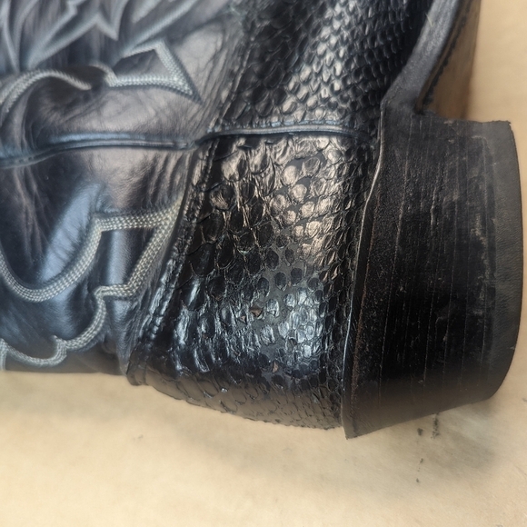 Larry Mahan boots men's size 9E Exotic Genuine Black Python Snake leather classi - Picture 10 of 13